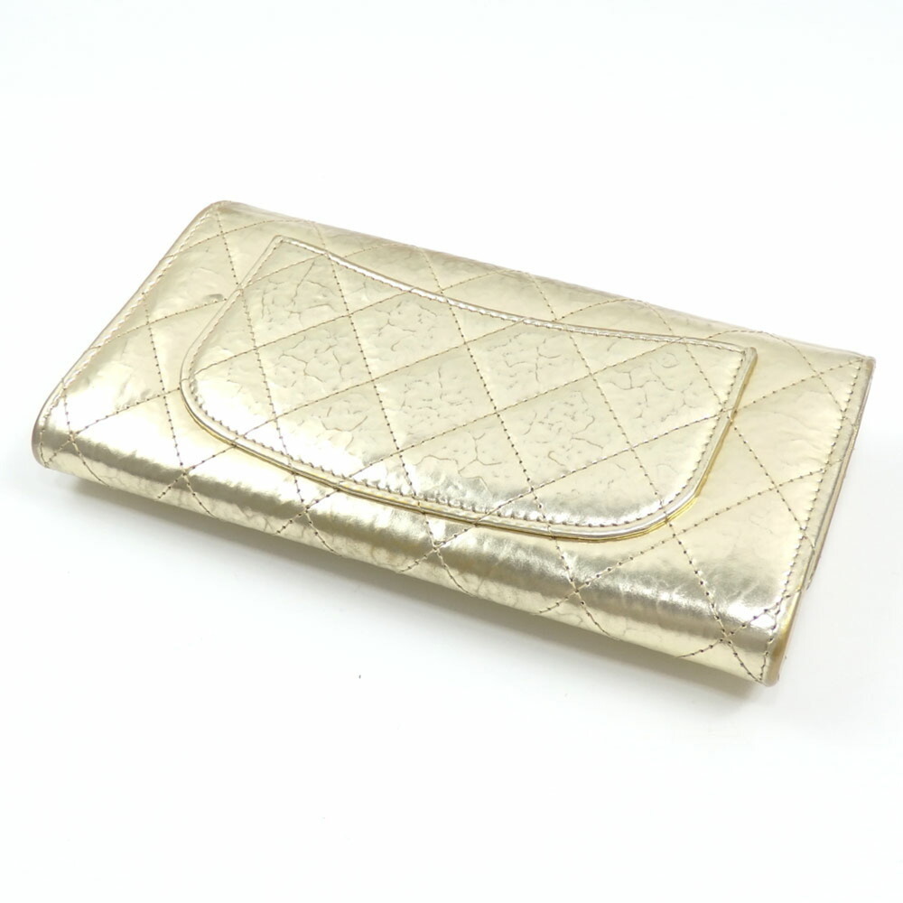 CHANEL Gold Leather Logo Wallet - Picture 2 of 8